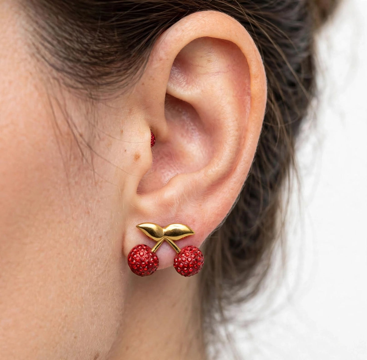 Cherry Red Accents Stud Earrings