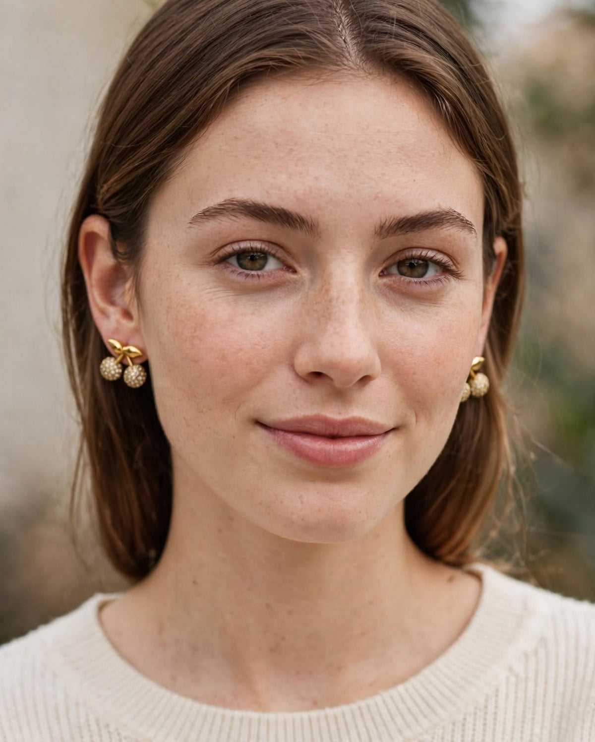 Cherry Gold Stud Earrings