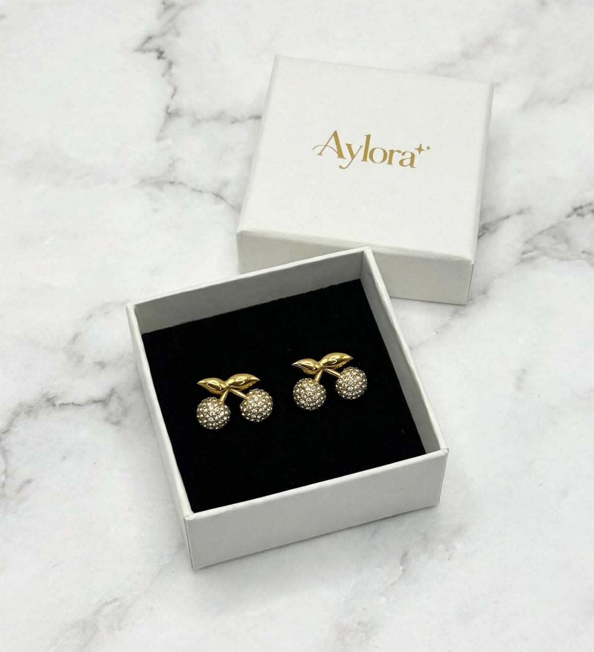 Cherry Gold Stud Earrings