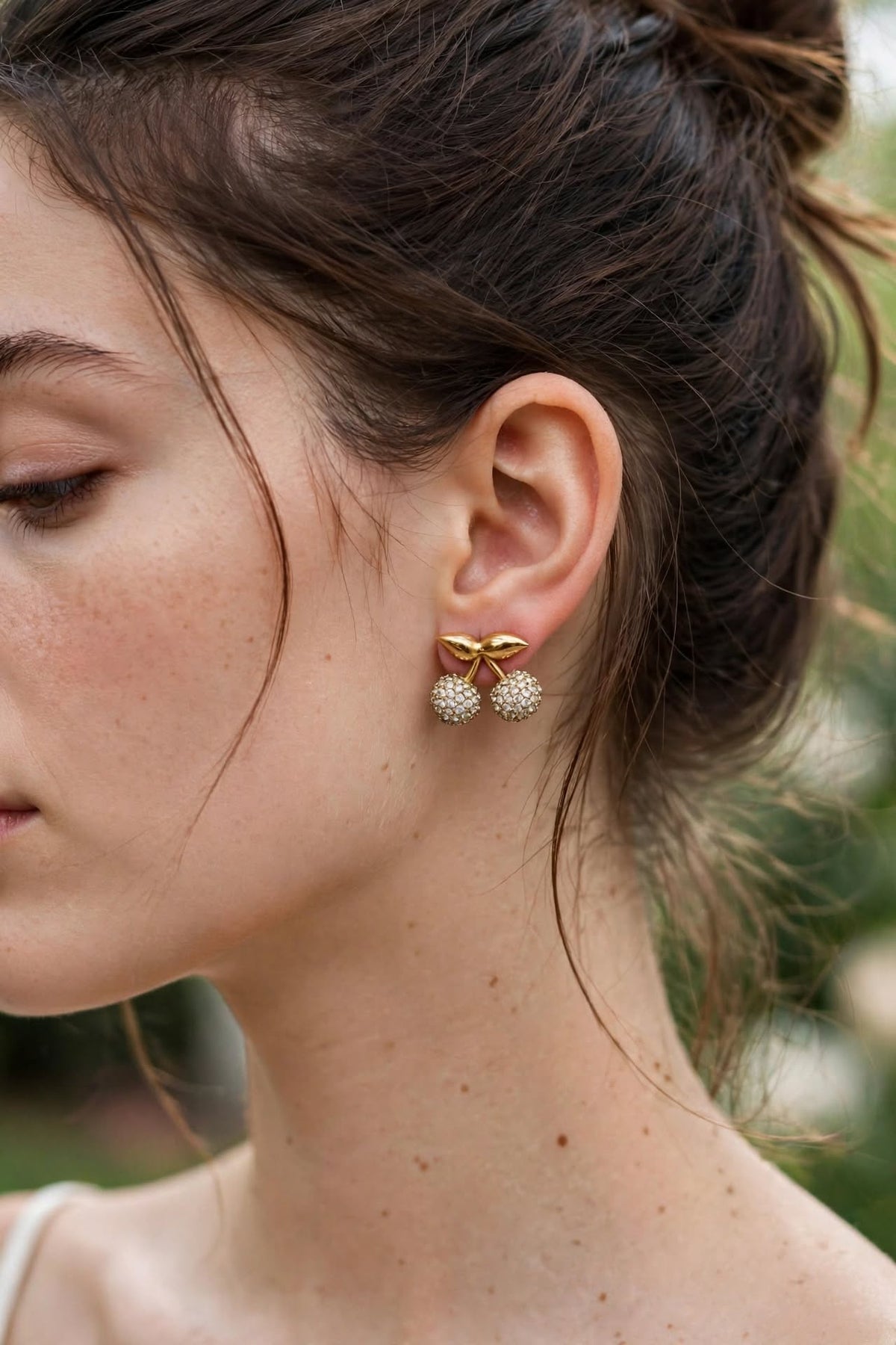 Cherry Gold Stud Earrings