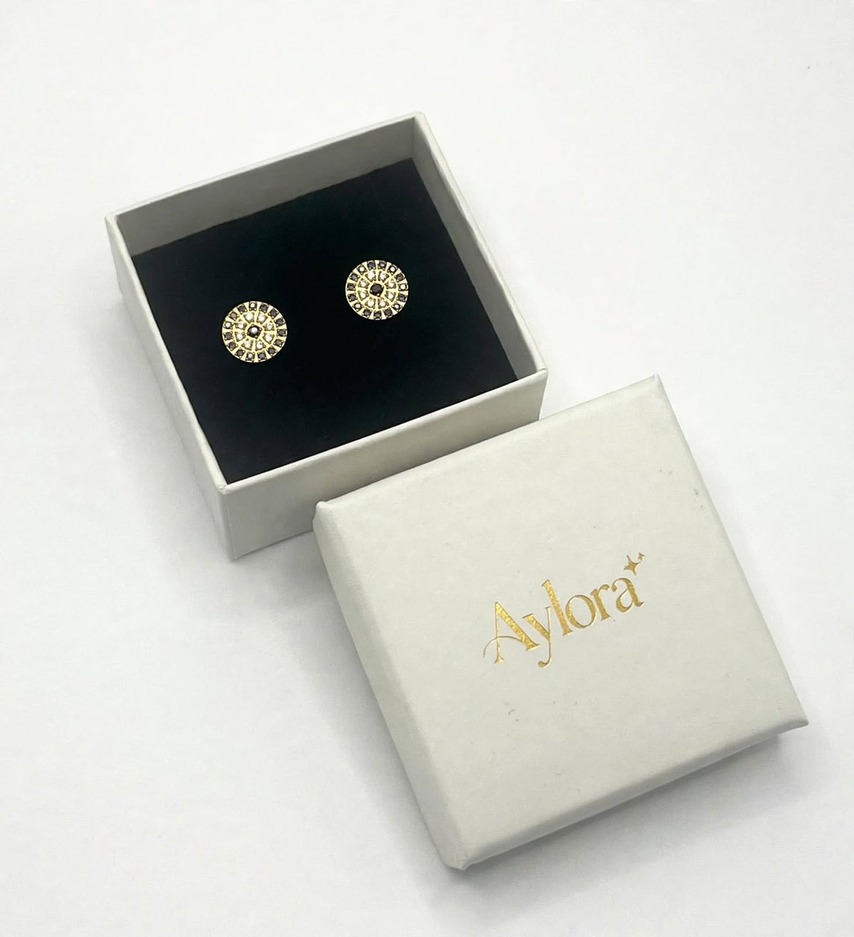 Evil Eye Gold Stud Earrings