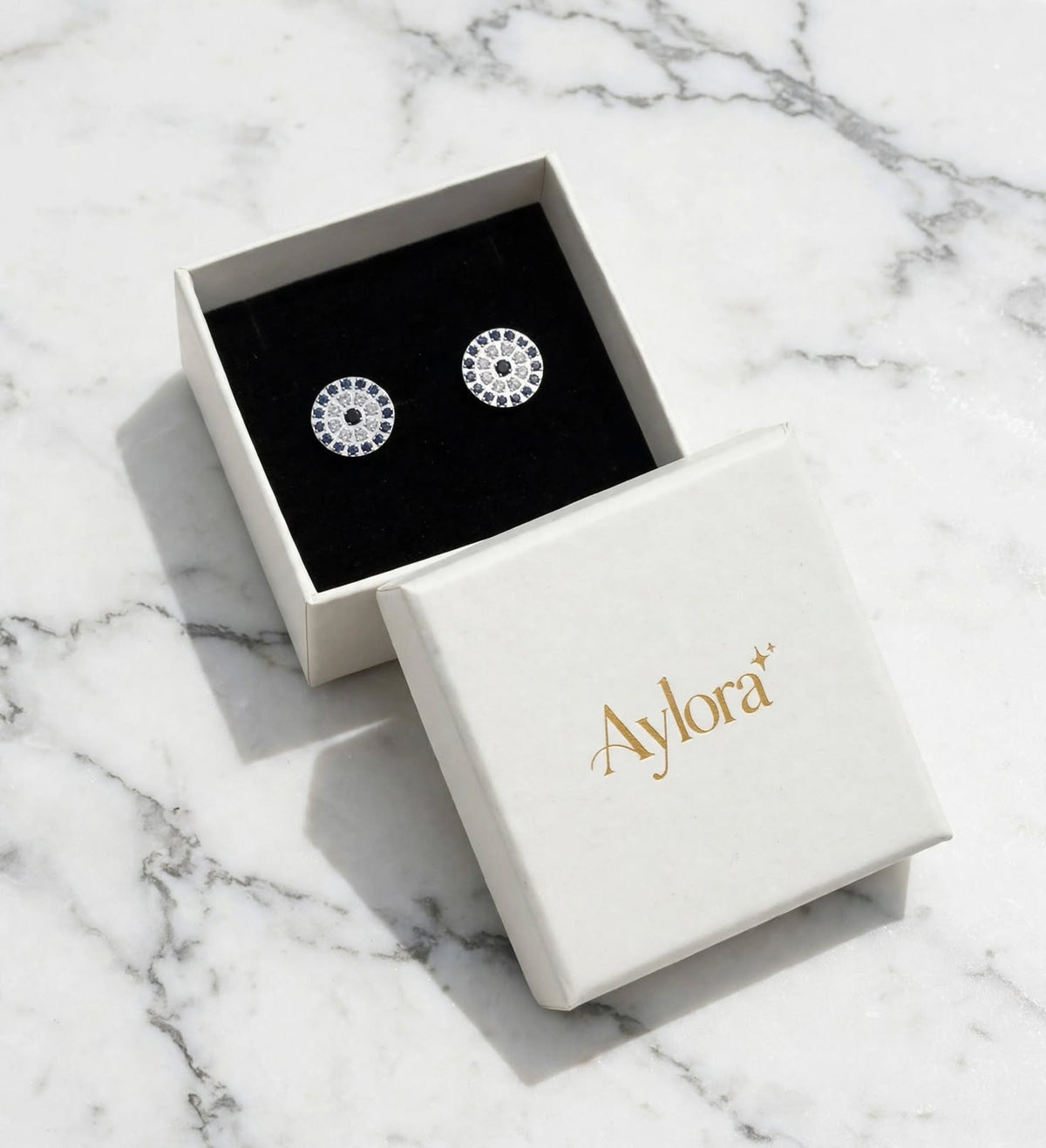 Evil Eye Silver Stud Earrings