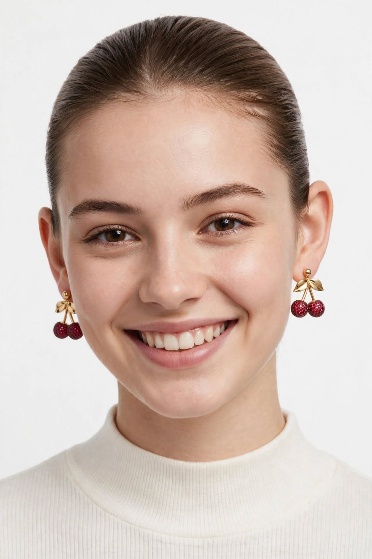 Cherry Red Accents Stud Earrings