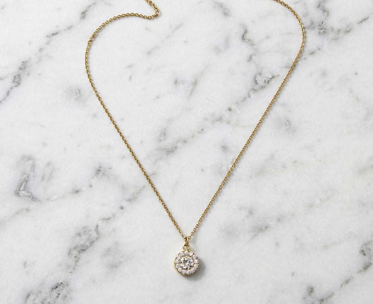 Pavo Halo Pendant & Gold Necklace