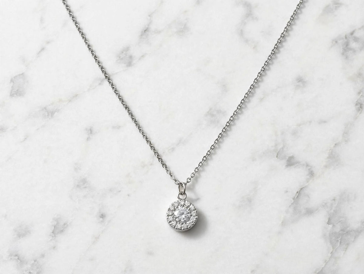 Pavo Halo Pendant & Silver Necklace