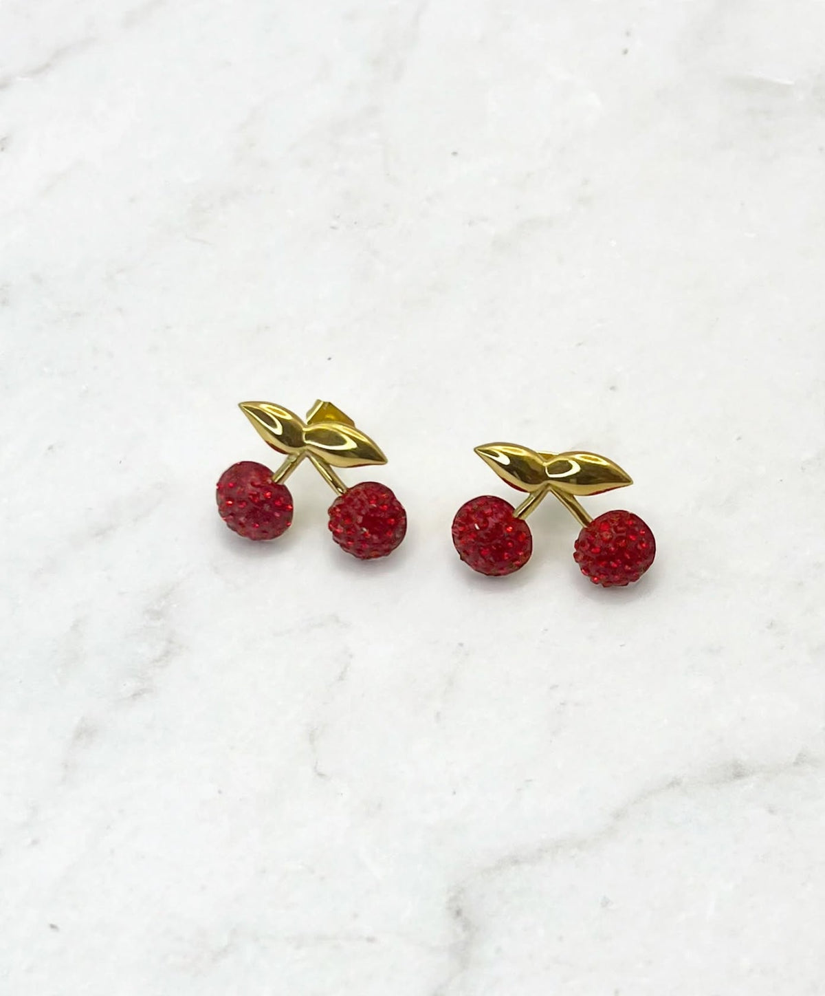 Cherry Red Accents Stud Earrings