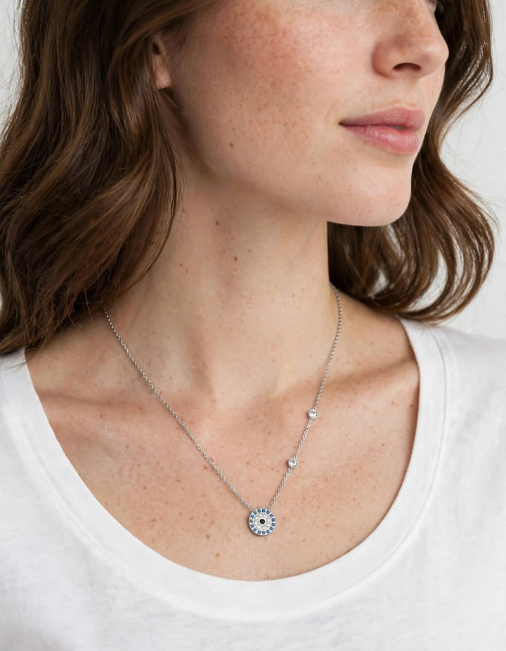 Evil Eye Pendant & Silver Necklace