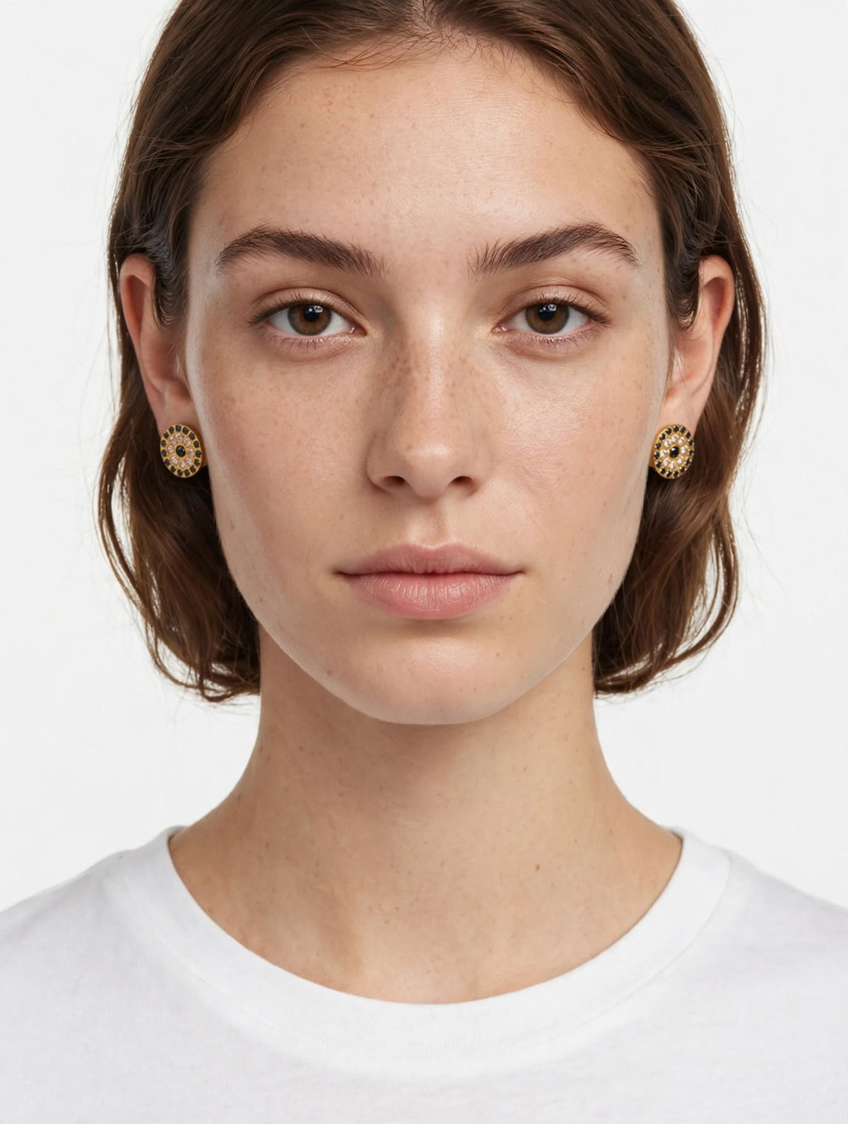 Evil Eye Gold Stud Earrings
