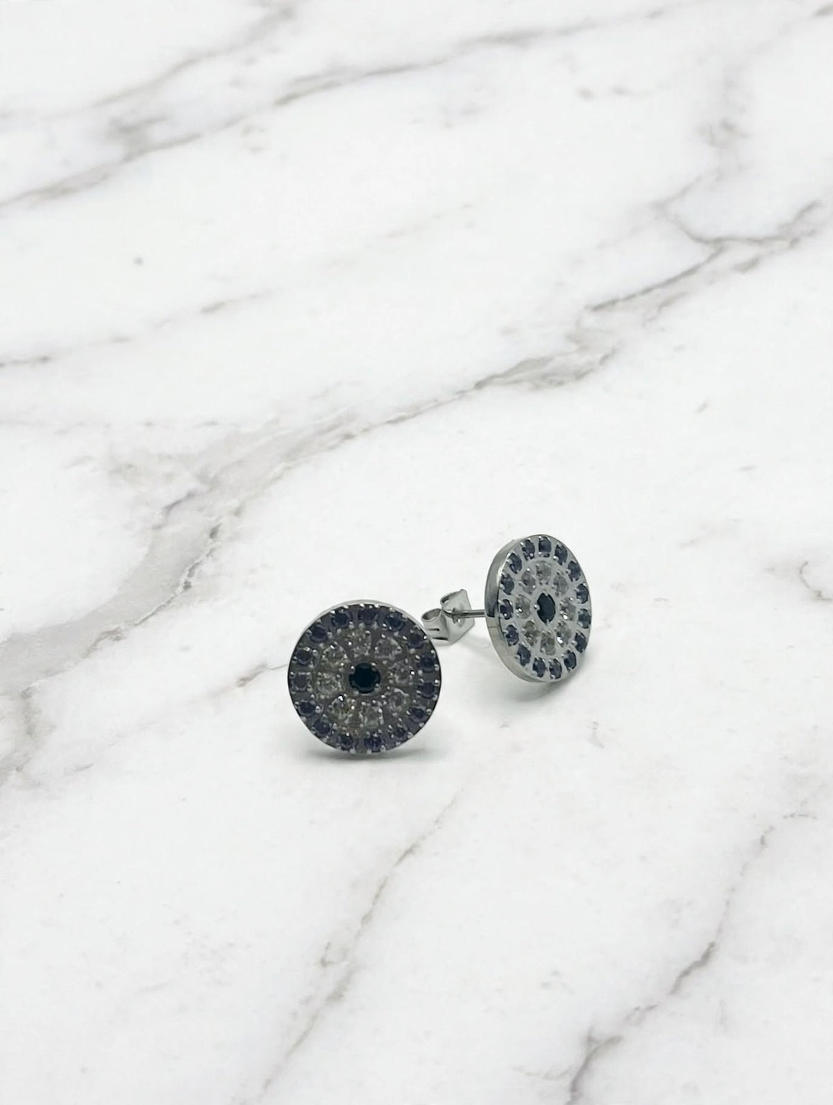 Evil Eye Silver Stud Earrings