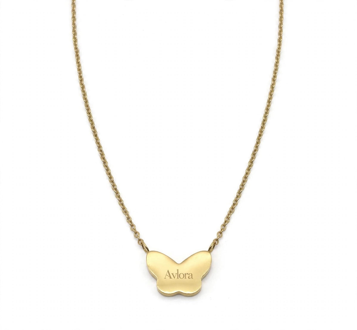 Butterfly Mother of Pearl Pendant & Gold Necklace
