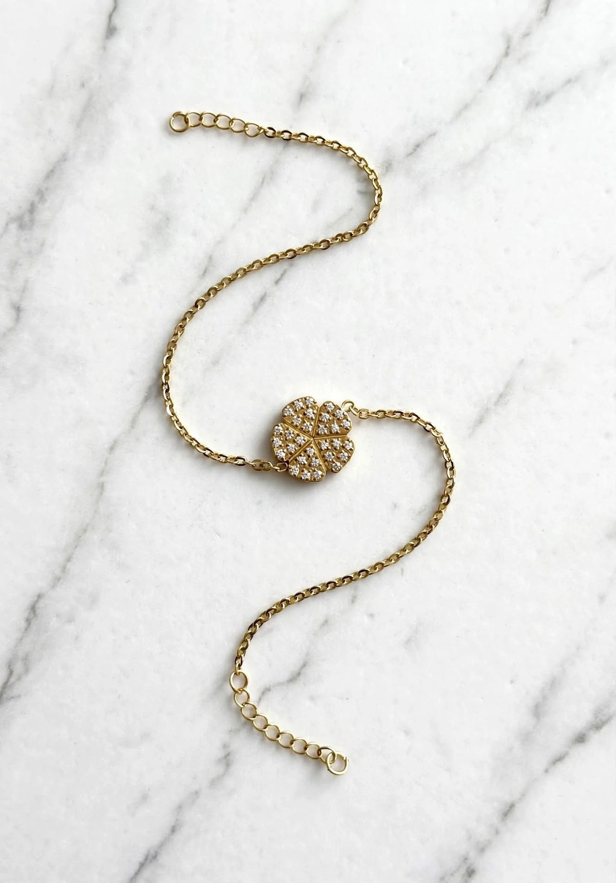 Flower Pave Gold Bracelet