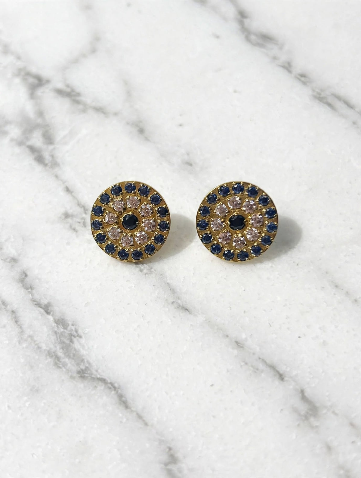 Evil Eye Gold Stud Earrings