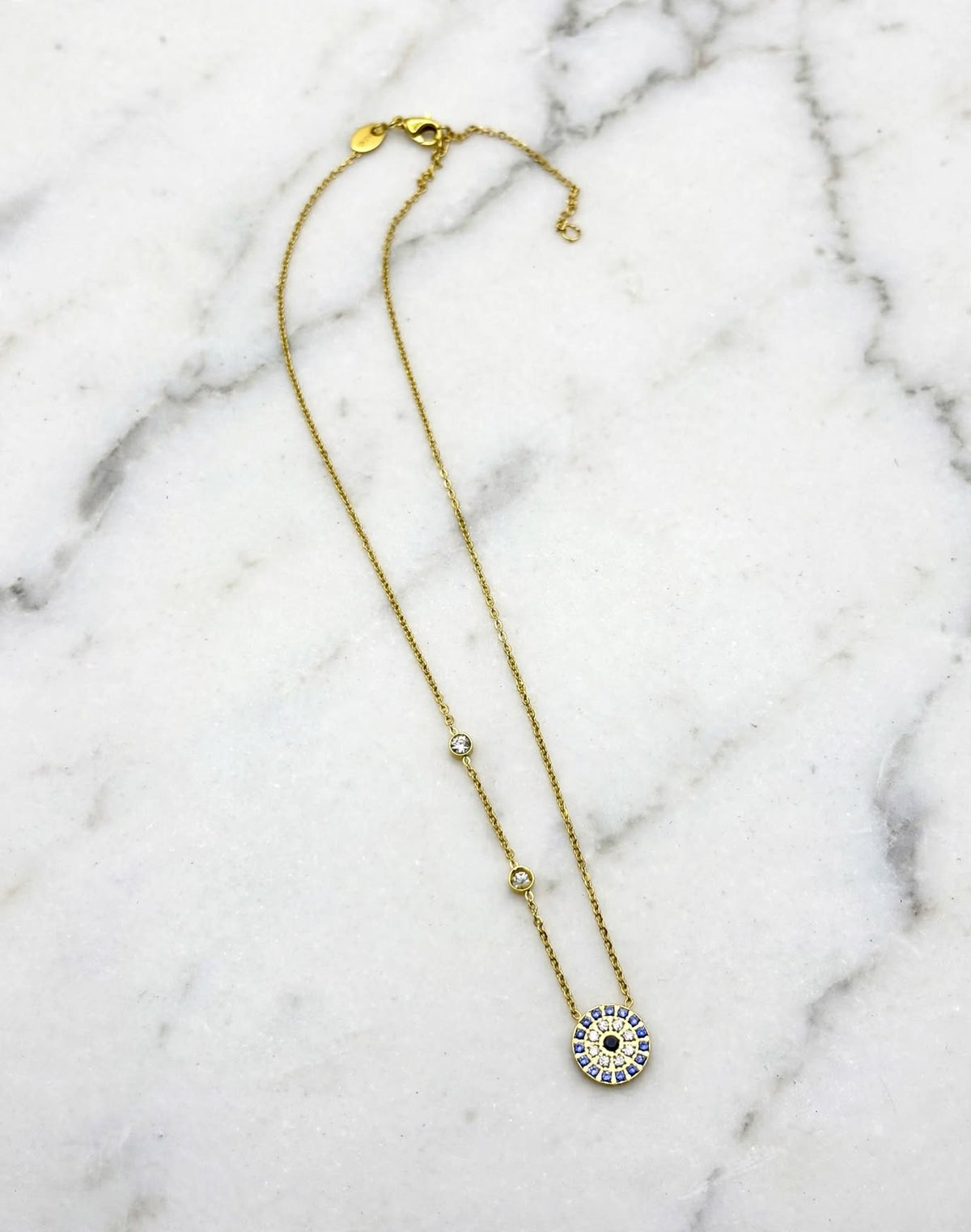 Evil Eye Pendant & Gold Necklace