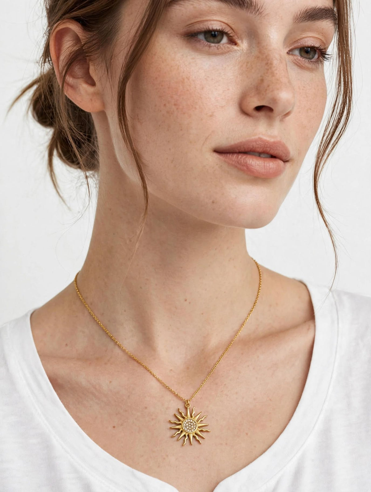 Sun Pendant & Gold chain Necklace