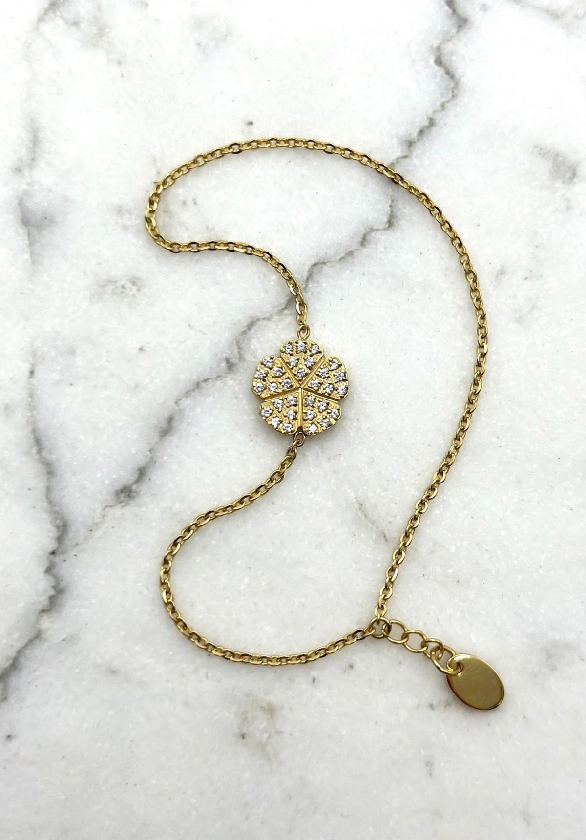 Flower Pave Gold Bracelet