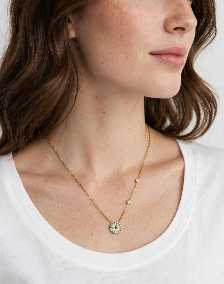Evil Eye Pendant & Gold Necklace