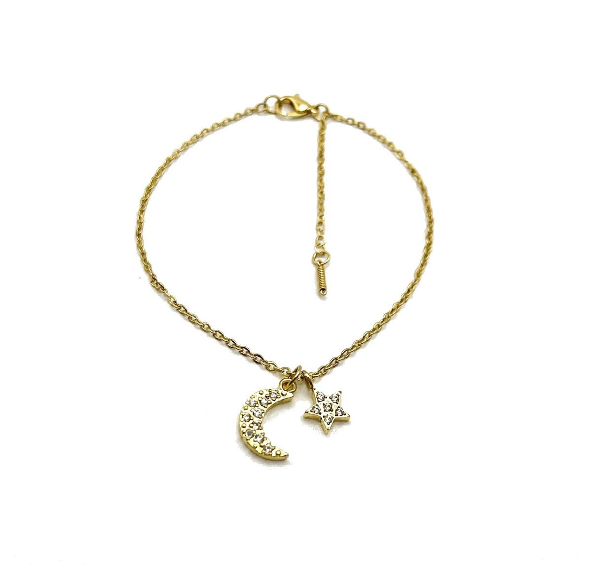 Moon and Star Pendant & Gold Necklace