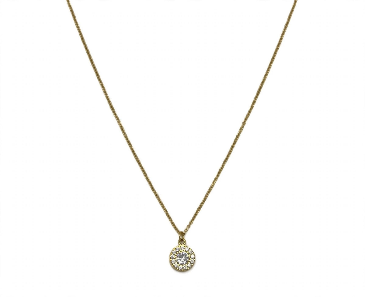 Pavo Halo Pendant & Gold Necklace