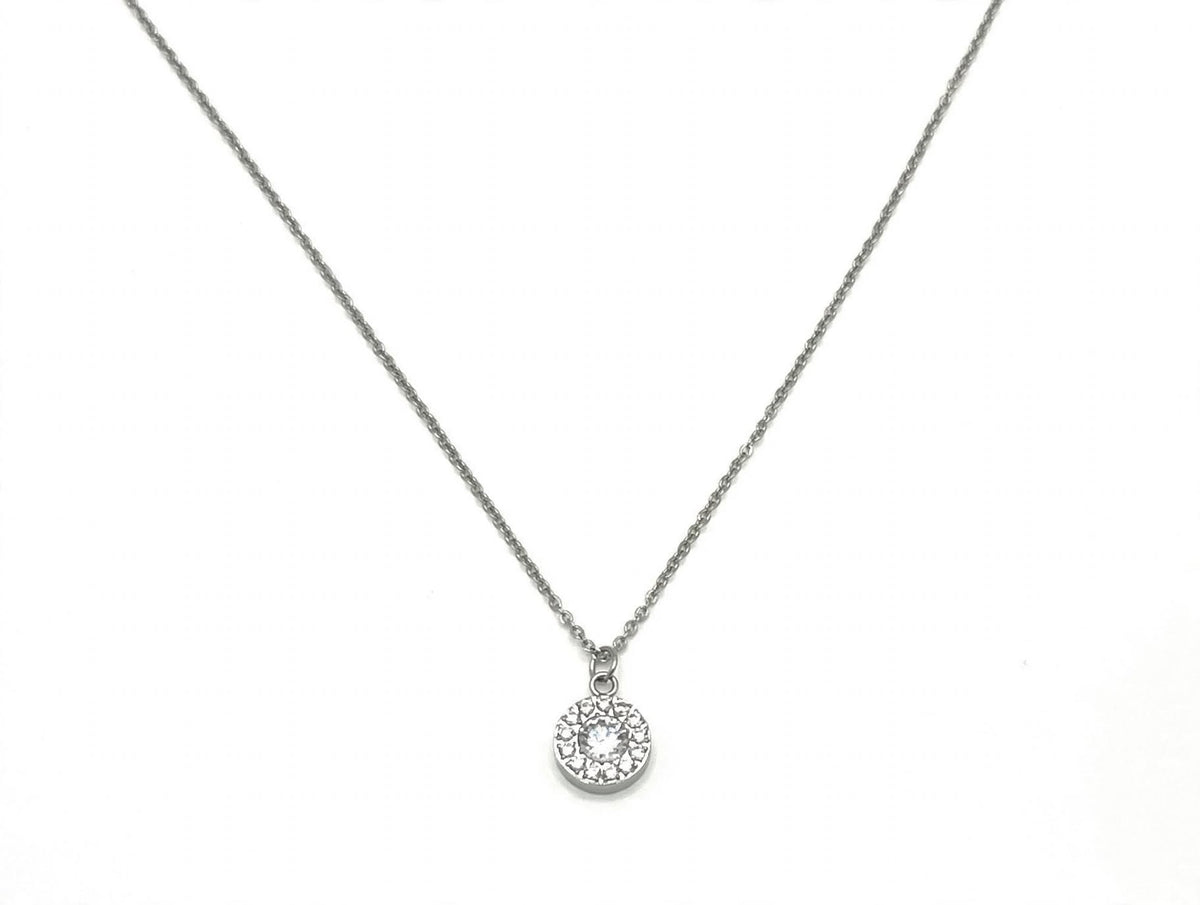 Pavo Halo Pendant & Silver Necklace