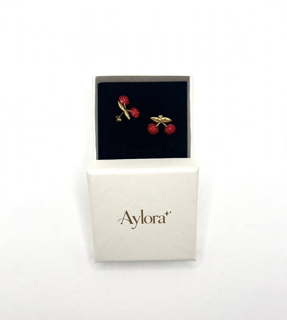 Cherry Red Accents Stud Earrings