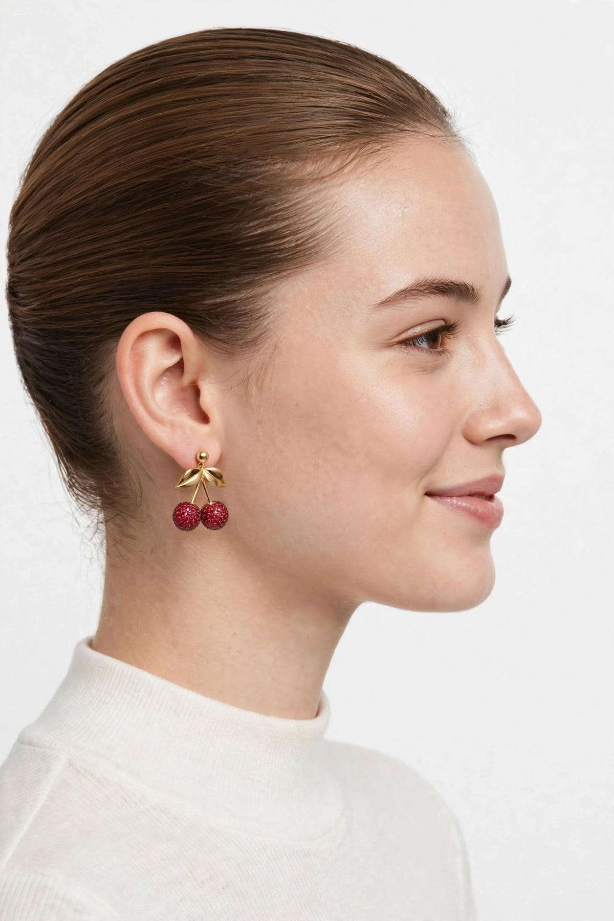 Cherry Red Accents Stud Earrings
