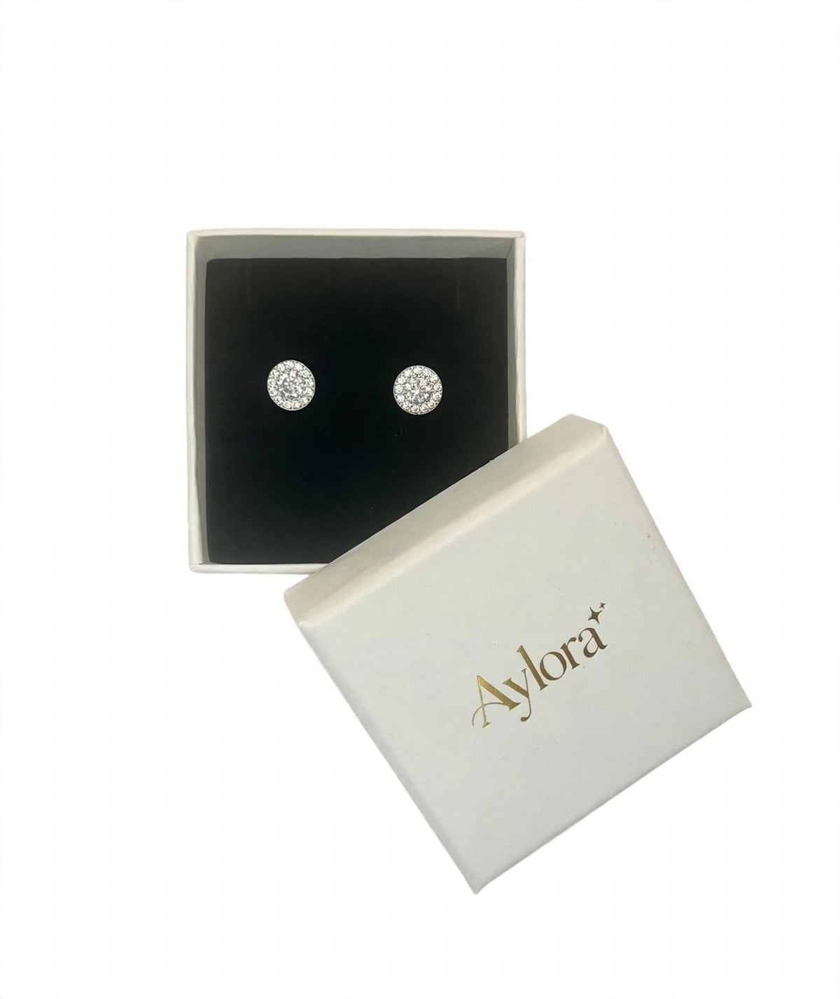 Pavo Halo Silver Studs Earrings