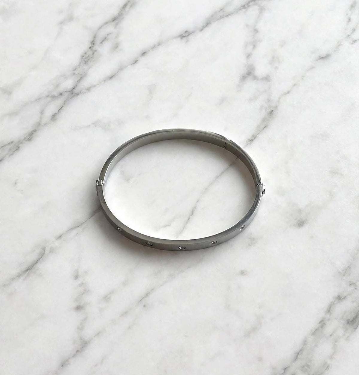 Stone Set Silver Hinged Bangle