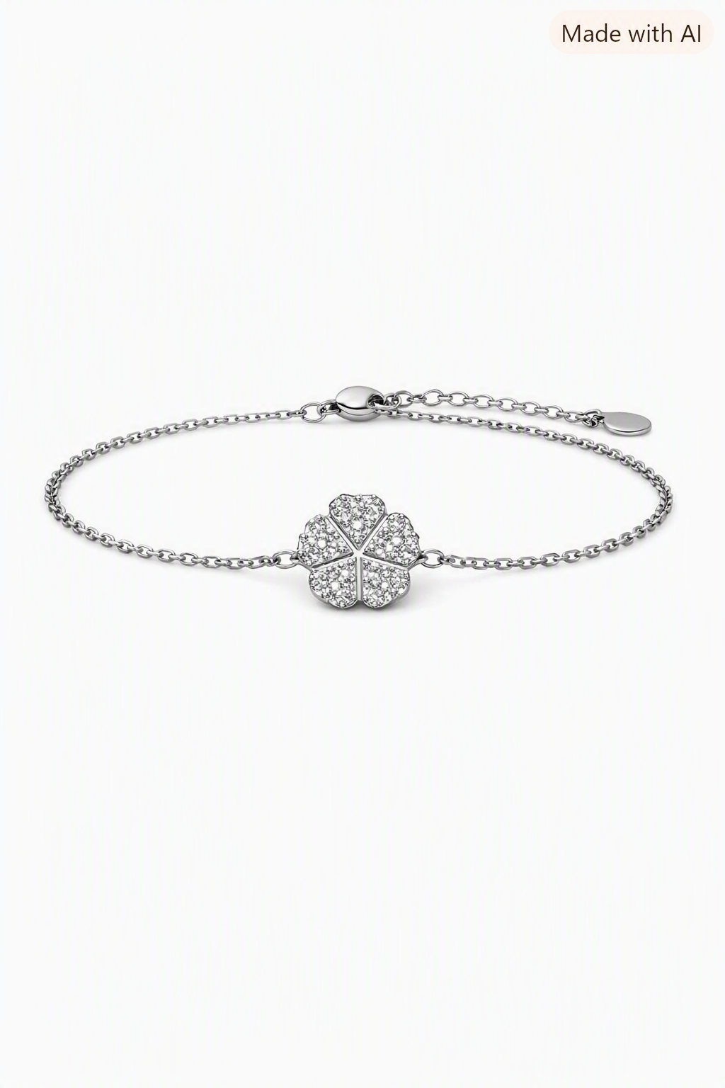 Flower Pave Silver Bracelet