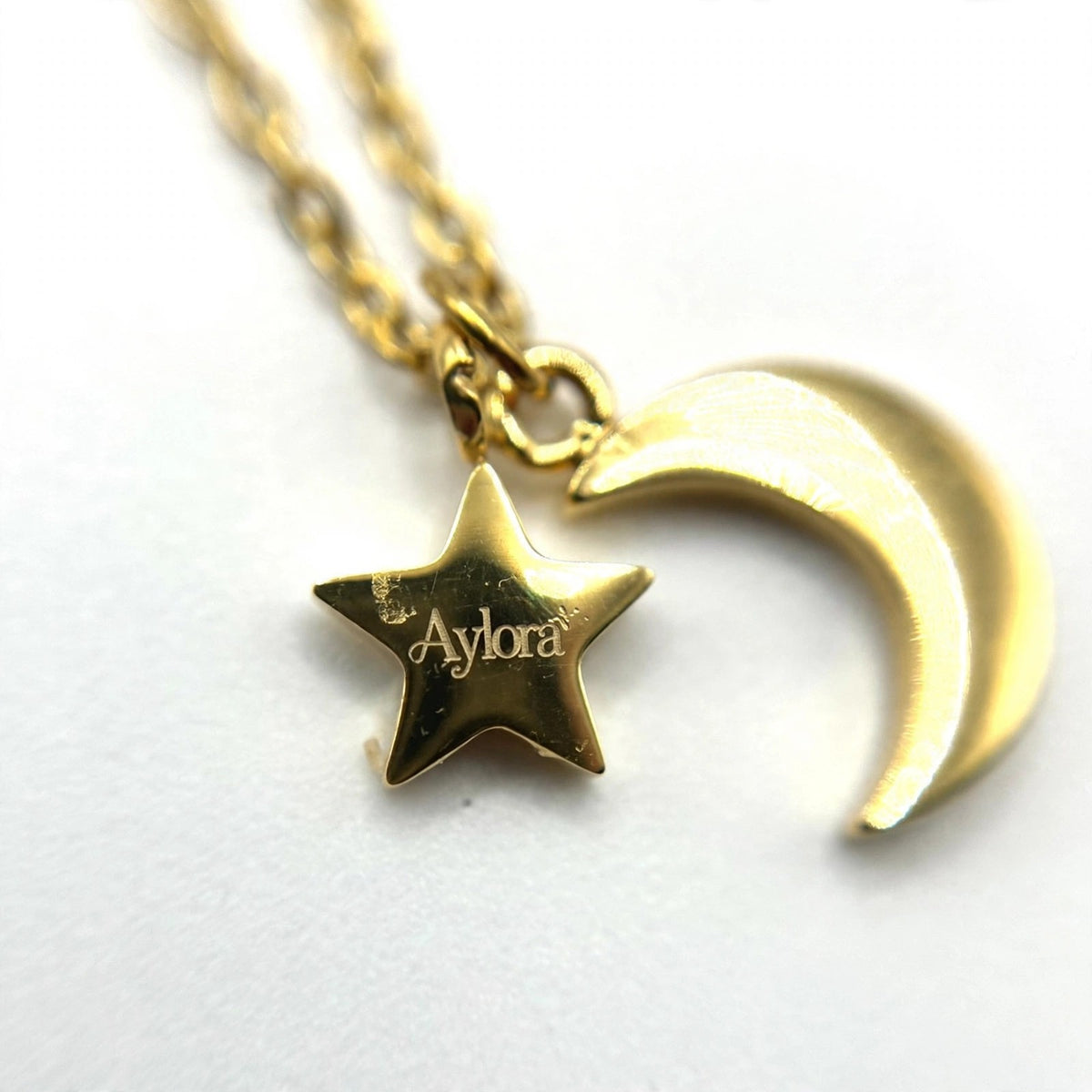Moon and Star Pendant & Gold Necklace
